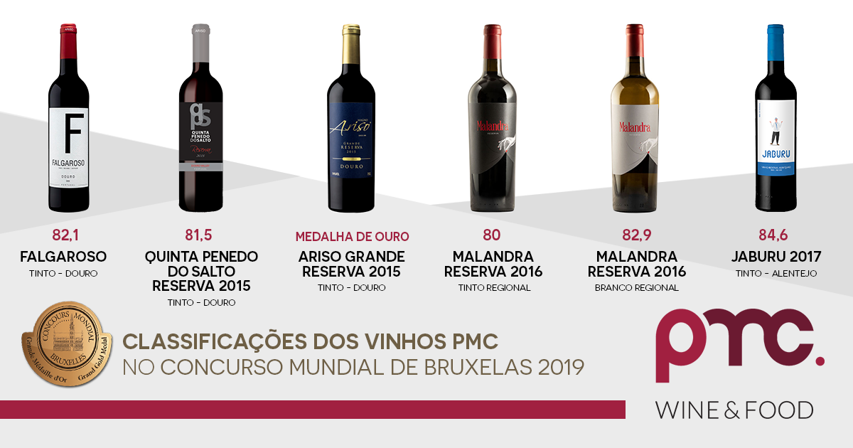 7 Vinhos da PMC Wine & Food distinguidos no Concurso Mundial de Bruxelas 2019